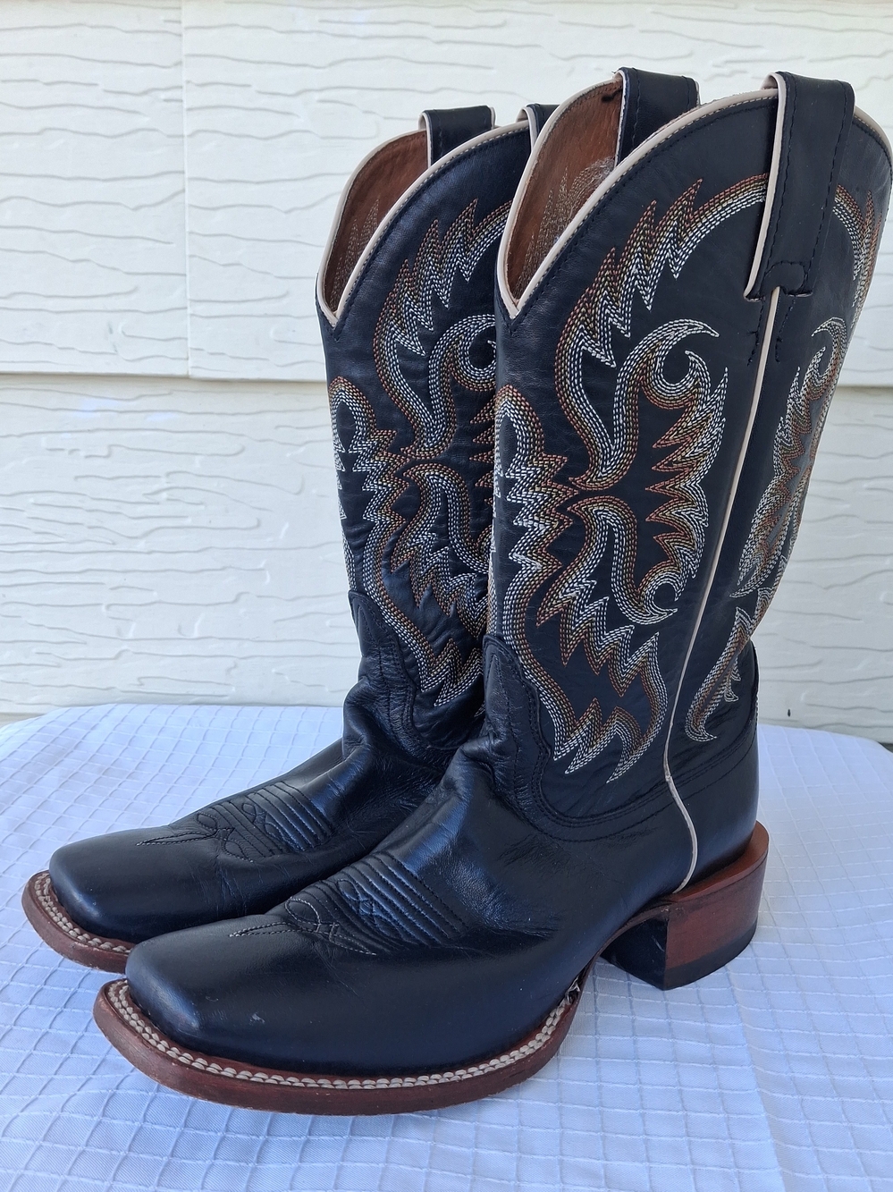 Nocona Legacy Cowboy Boots Women's 7 B Black Leather Square Toe Western
